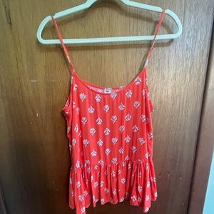 Old Navy Dark Orange/Red Swing Peplum Tank Top